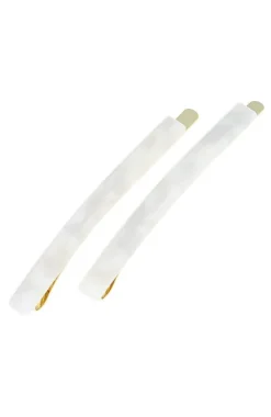 Bobby Pin Pair on Gold Wire - Coconut Milk