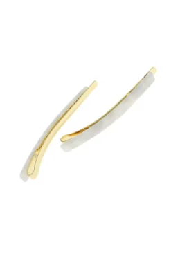 Bobby Pin Pair on Gold Wire - Coconut Milk