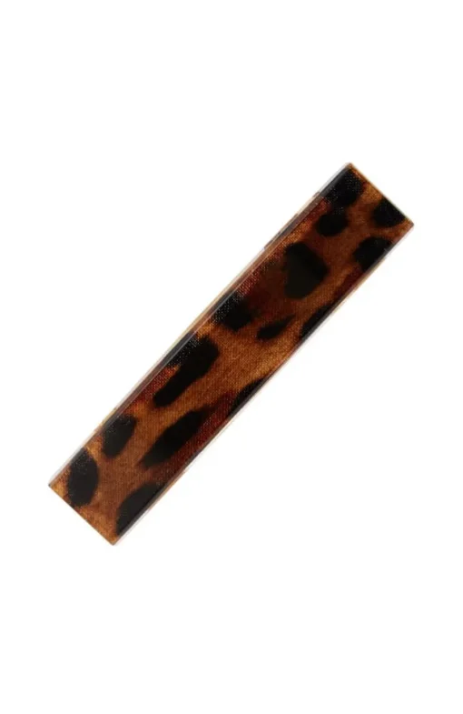 Classic Rectangle Barrette - Luxe Leopard