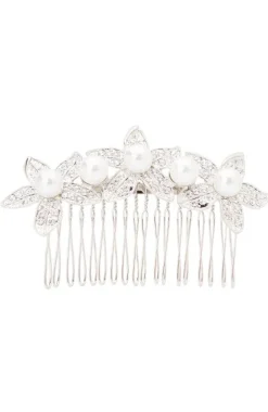 Crystal & Pearl Flower Comb