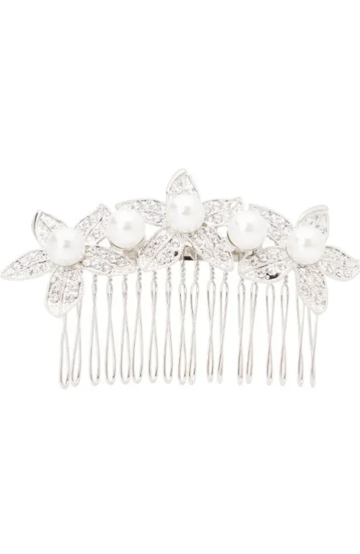Crystal & Pearl Flower Comb