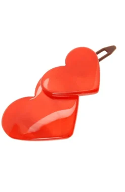Double Heart Plastic Tige Boule Barrette - Nacro Brights