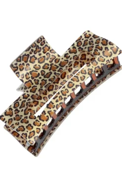 Large Cutout Rectangle Jaw - Golden Leopard