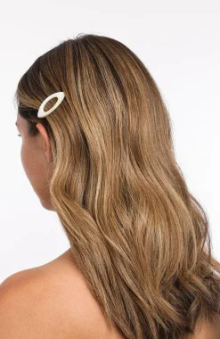 Mini Cutout Oval Plastic Tige Boule Barrette - Classic