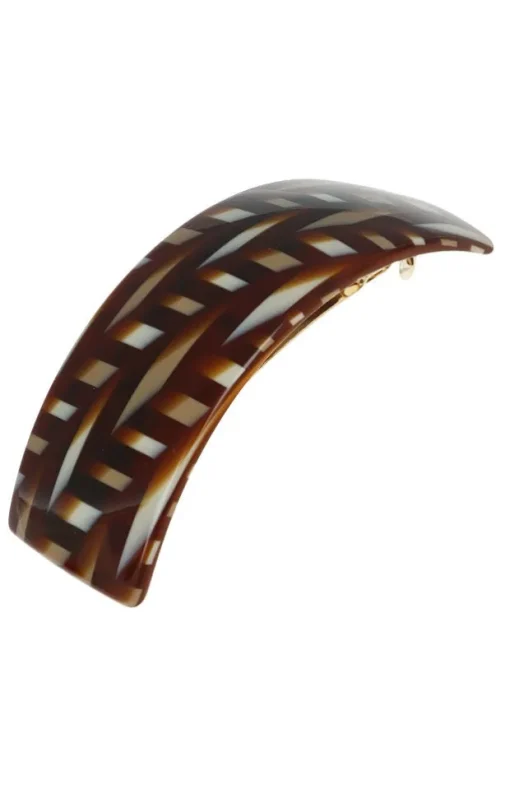 Rectangle Volume Barrette - Saddle