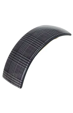 Rectangle Volume Barrette - Plaid Black