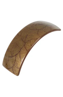 Rectangle Volume Barrette - Gold Fern
