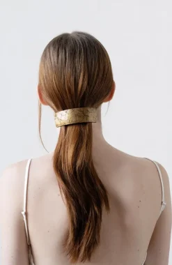Rectangle Volume Barrette - Gold Fern